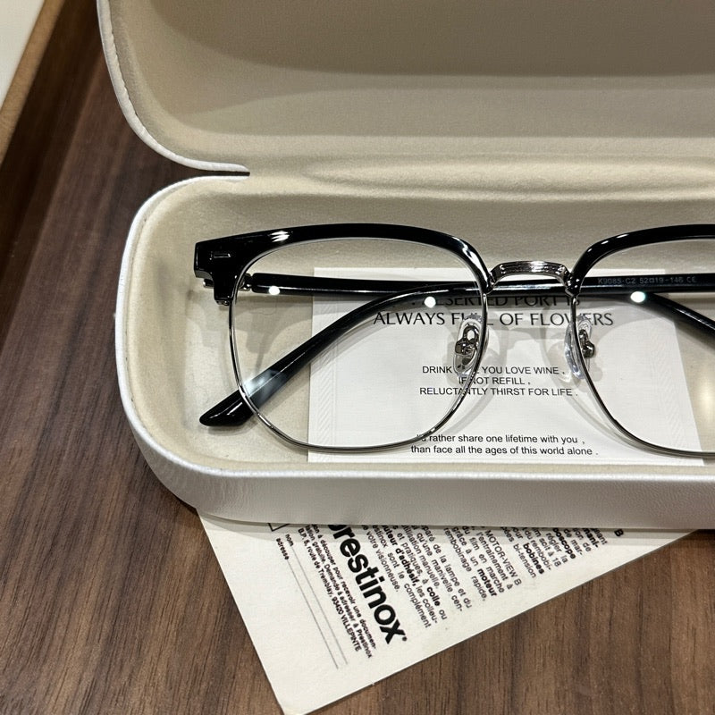 Monturas de gafas tipo Browline con aros inferiores delgados, negro o gris verde coco