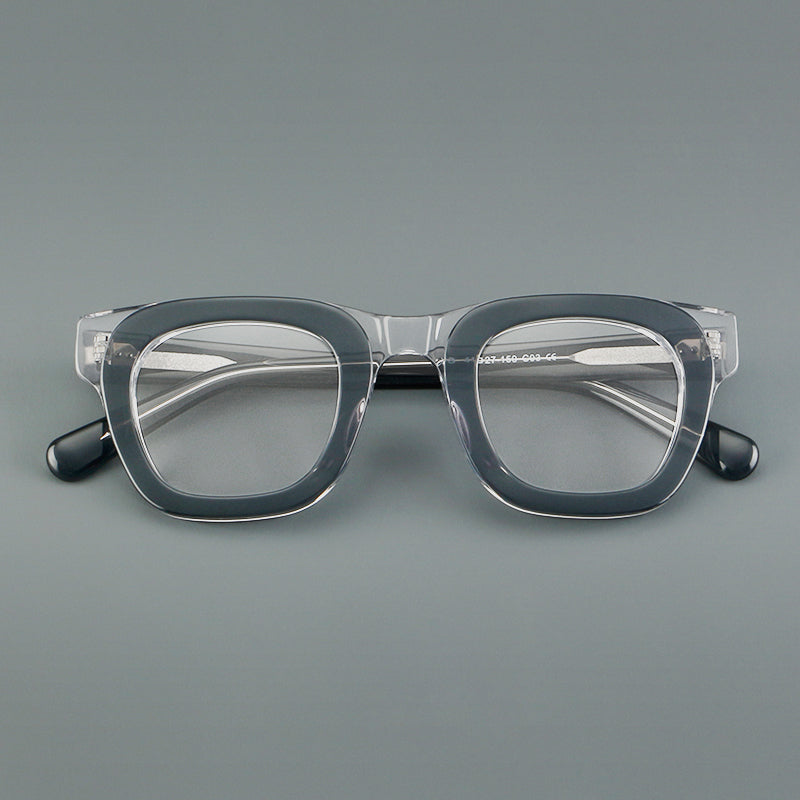 Monturas de gafas de acetato cuadradas y audaces con bordes profundos y esquinas redondeadas