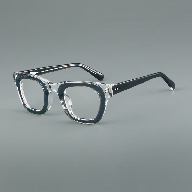 Monturas de gafas de acetato cuadradas y audaces con bordes profundos y esquinas redondeadas