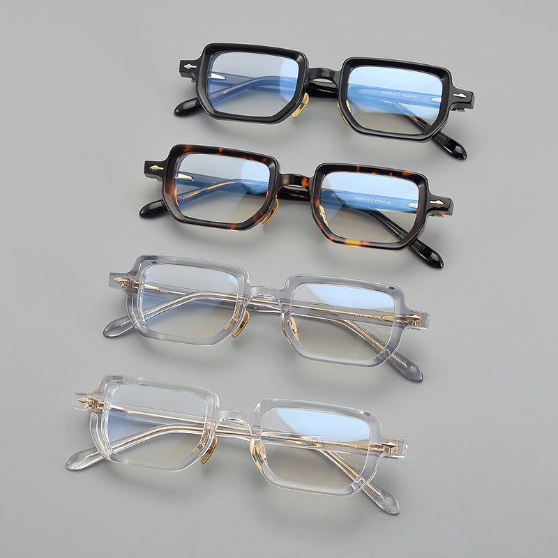 Monturas de gafas rectangulares de acetato con línea superior ancha y bordes inferiores redondeados