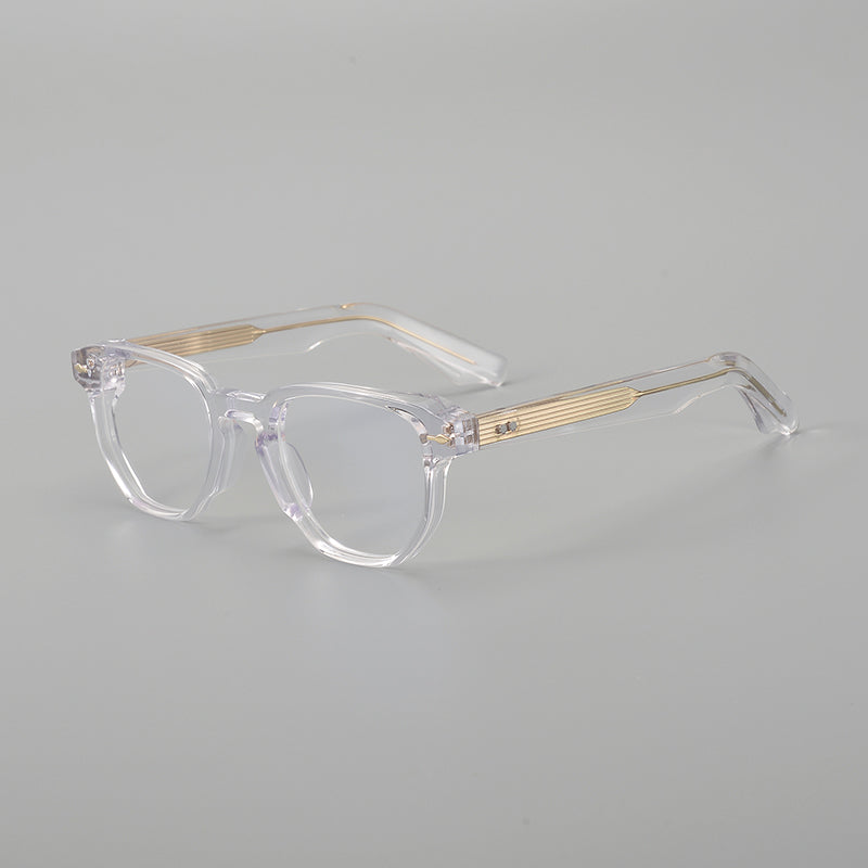 Montura de gafas retro de acetato cuadrado con frente plano y patillas gruesas