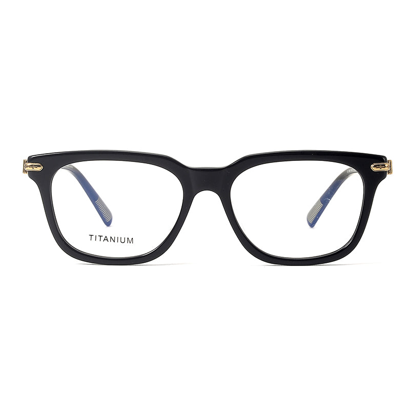 Monturas de gafas retro cuadradas redondeadas con aros completos y detalles metálicos en las esquinas