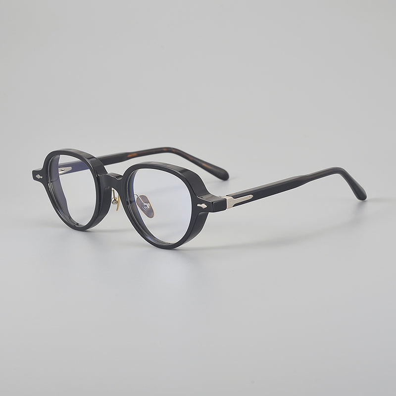 Monturas de gafas retro Panto de acetato con detalles laterales de metal y bordes inferiores redondeados