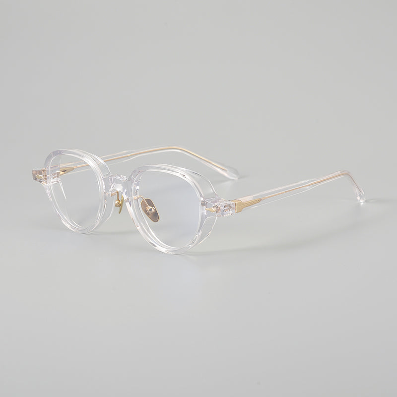 Monturas de gafas retro Panto de acetato con detalles laterales de metal y bordes inferiores redondeados