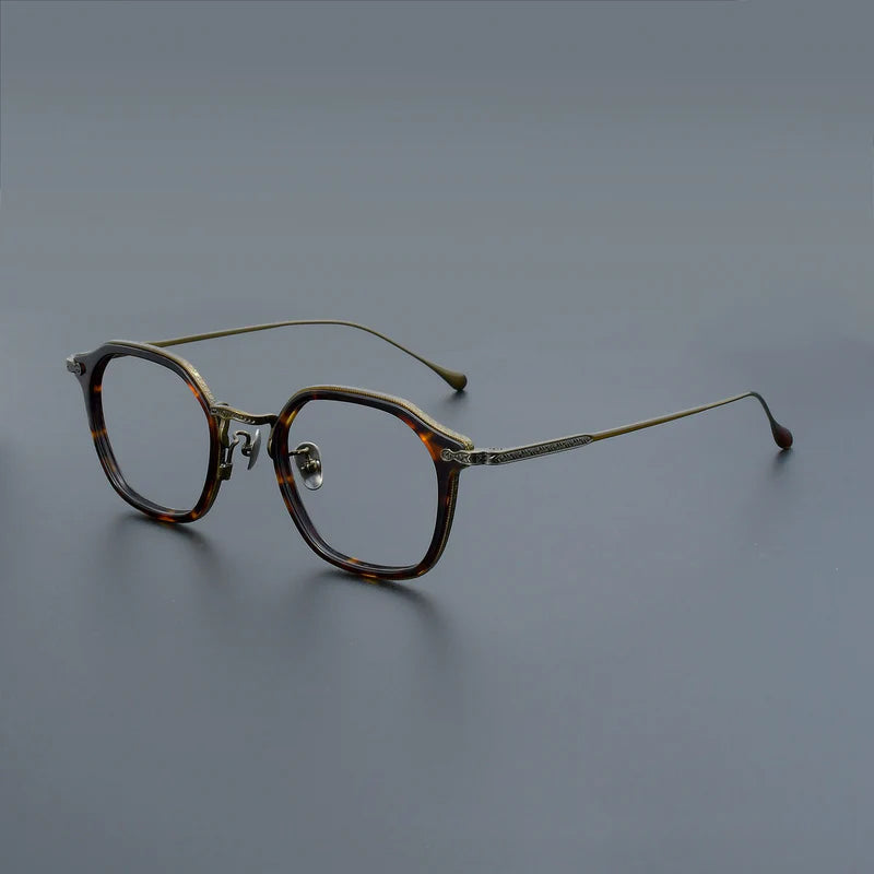Monturas de gafas retro cuadradas de titanio con aros completos finos y diseño de esquinas redondeadas