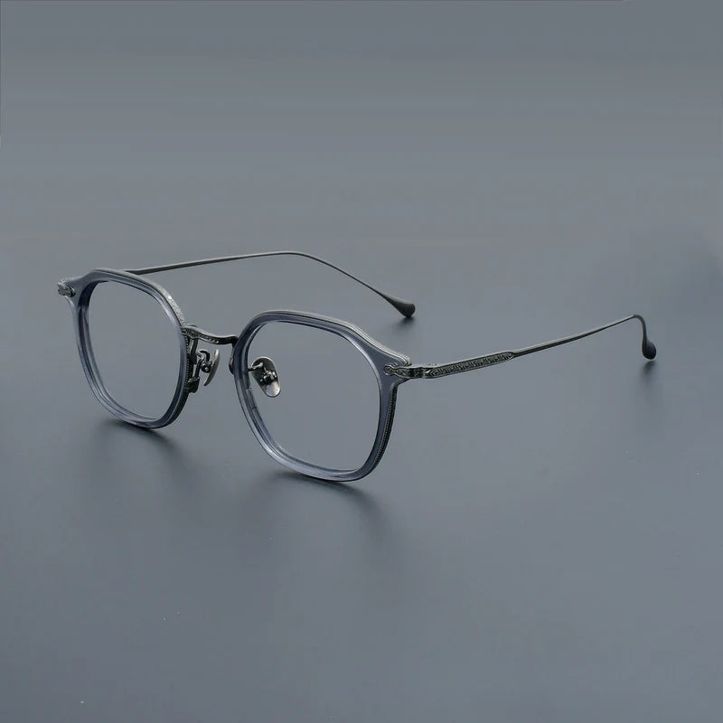 Monturas de gafas retro cuadradas de titanio con aros completos finos y diseño de esquinas redondeadas