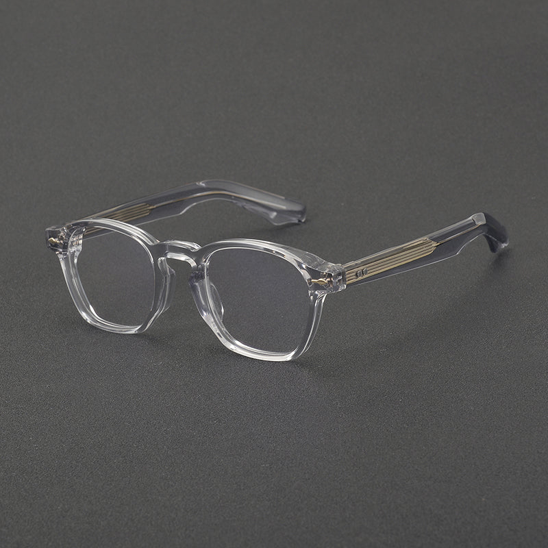 Monturas de gafas cuadradas de acetato con bordes suavemente redondeados y almohadillas nasales