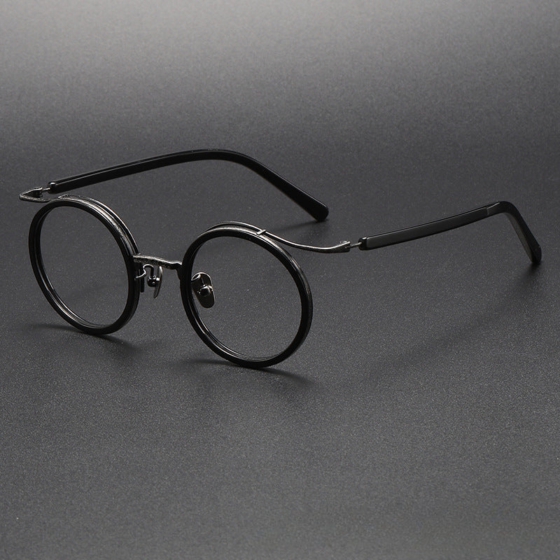 Monturas de gafas redondas vintage de titanio con puente de metal en varios estilos