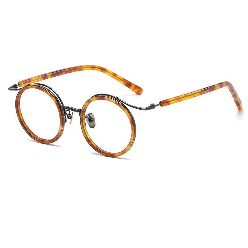 Monturas de gafas redondas vintage de titanio con puente de metal en varios estilos