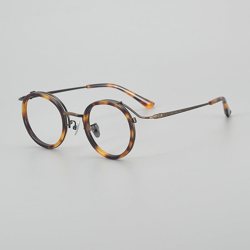 Monturas de gafas redondas vintage de titanio con puente de metal en varios estilos