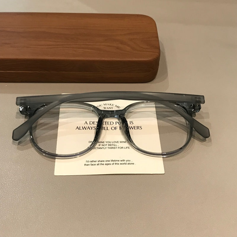 Montura de gafas cuadrada extragrande con frente ancho, negro mate