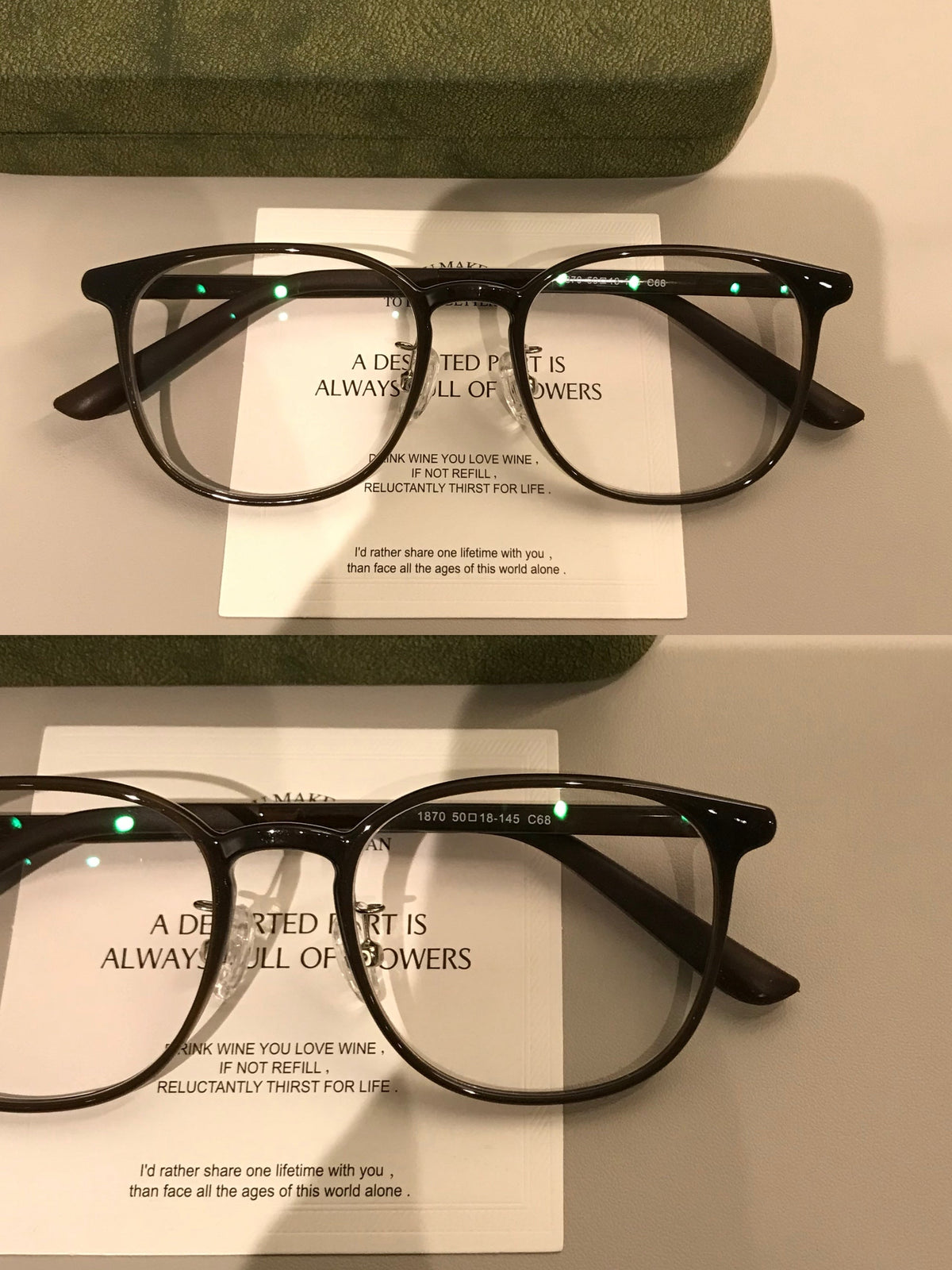 Monturas de gafas redondas y compactas con detalles en las esquinas, negro, marrón café o carey