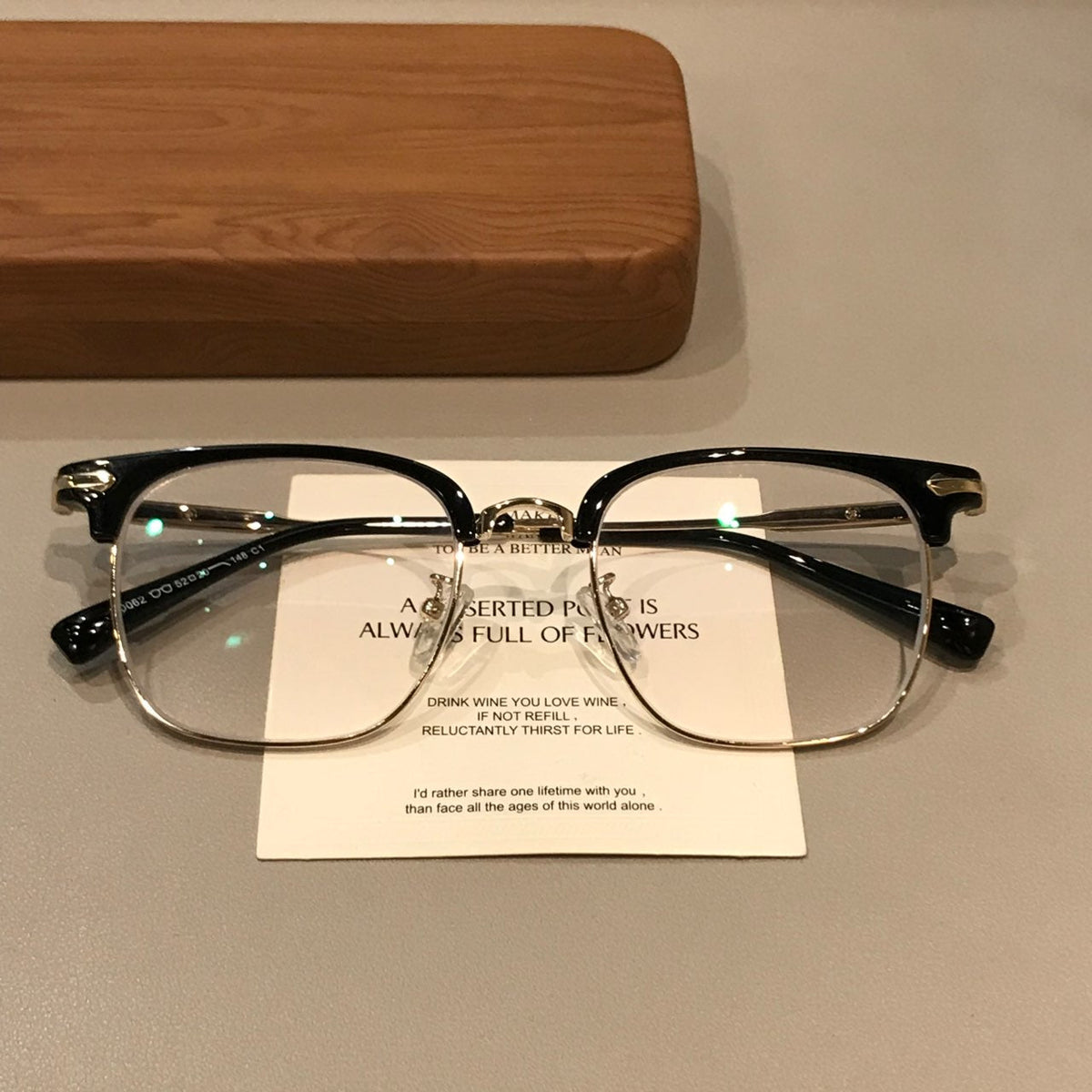 Monturas de gafas estilo Browline para hombre con bordes inferiores en contraste, negro/dorado o negro/plateado