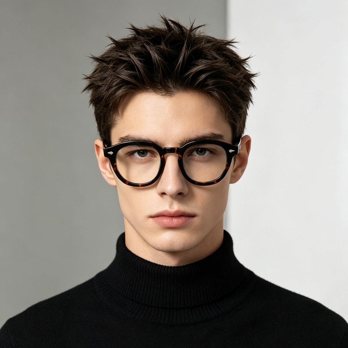 Monturas de gafas ovaladas estilo Boston para hombre con aros gruesos, negro o carey