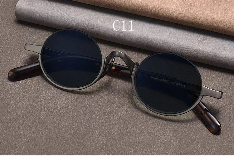 
Gafas de sol ovaladas retro polarizadas | Titanio puro | Marrón oscuro - Gris metálico