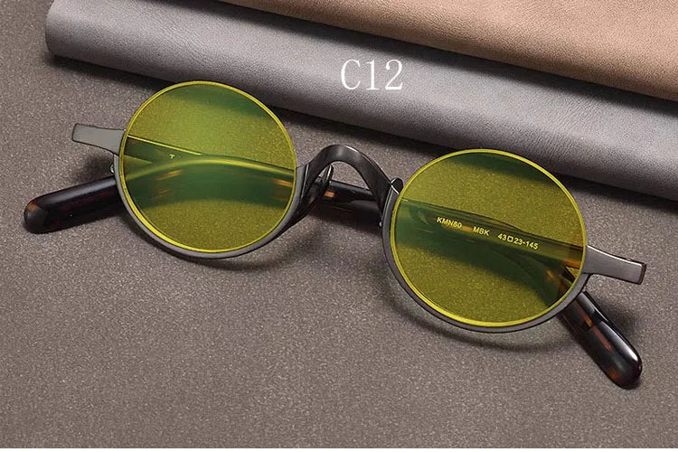 
Gafas de sol ovaladas retro polarizadas | Titanio puro | Marrón oscuro - Gris metálico