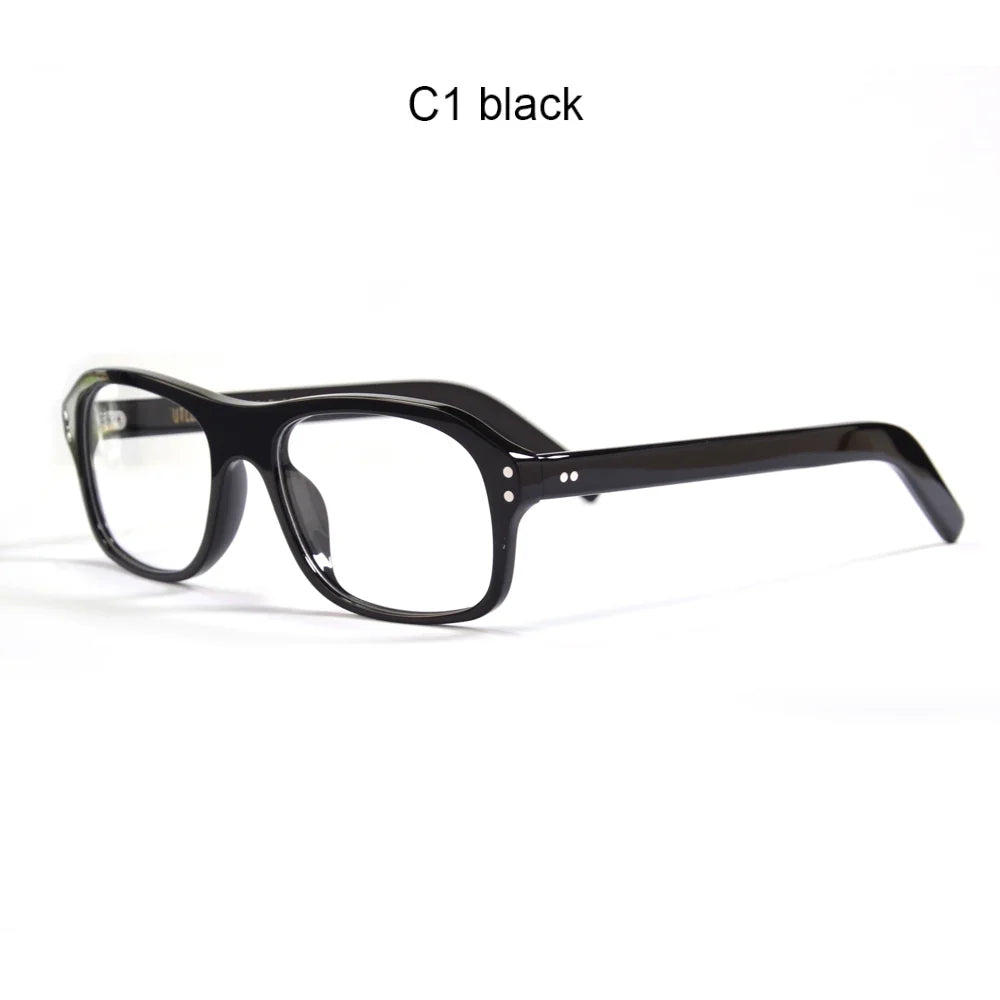 
Gafas rectangulares de acetato retro: estilo inspirado en Kingsman - Negro