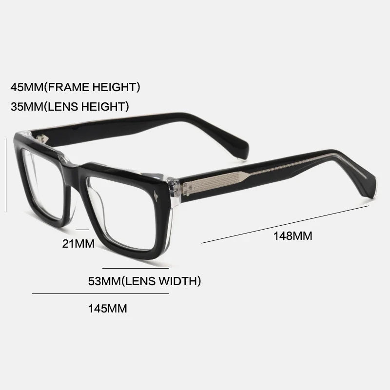 
Montura de gafas graduadas cuadrada de acetato grueso vintage