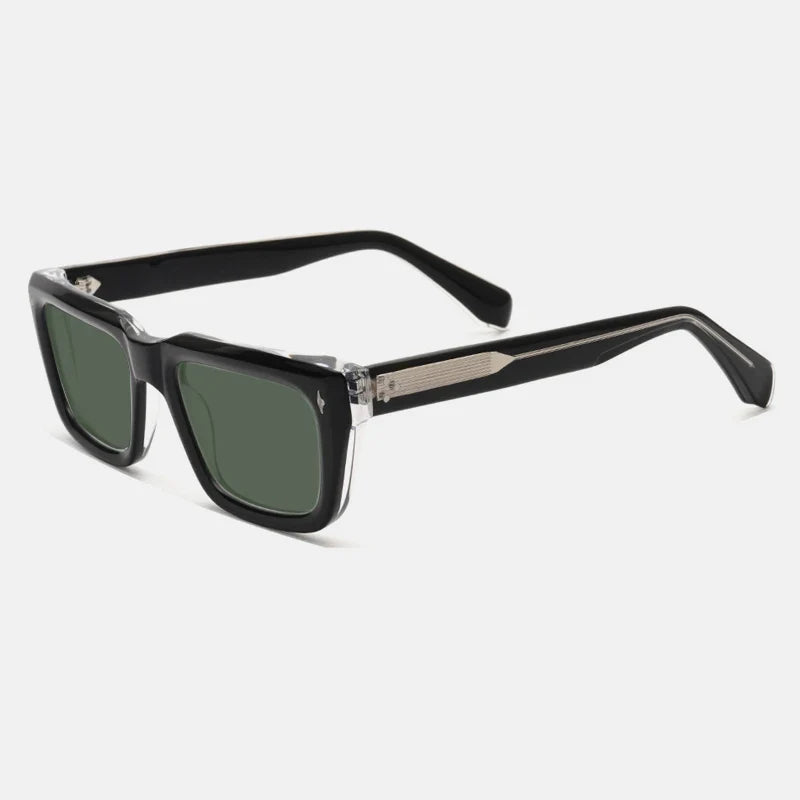 
Gafas de sol vintage de acetato polarizadas | UV400 | Montura retro gruesa - Negro-plateado