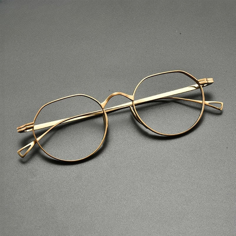 
Montura de gafas ópticas redondas de titanio vintage, ligera y de ajuste pequeño