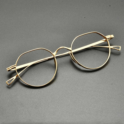 
Montura de gafas ópticas redondas de titanio vintage, ligera y de ajuste pequeño - Imagen 6