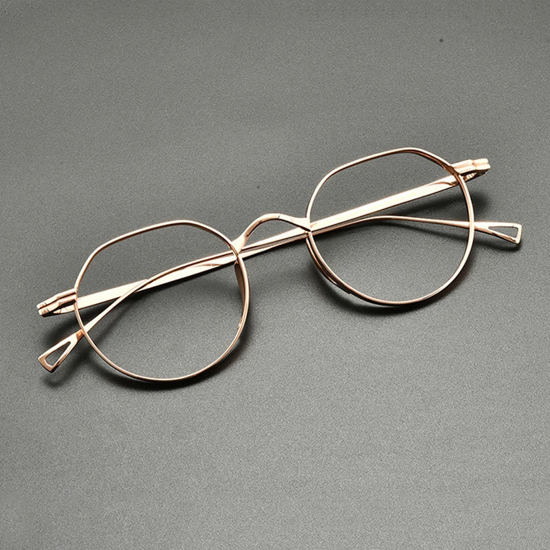 
Montura de gafas ópticas redondas de titanio vintage, ligera y de ajuste pequeño