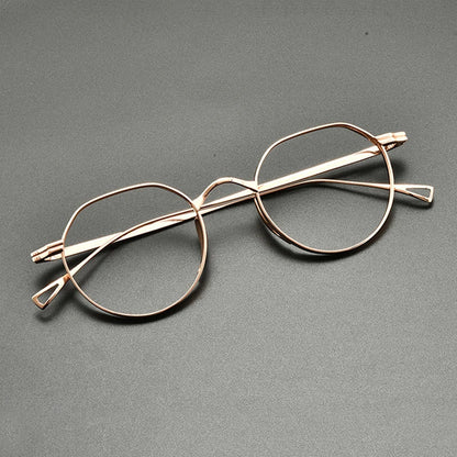 
Montura de gafas ópticas redondas de titanio vintage, ligera y de ajuste pequeño - Imagen 7