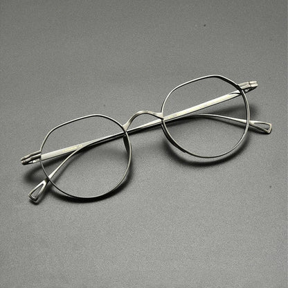 
Montura de gafas ópticas redondas de titanio vintage, ligera y de ajuste pequeño - Imagen 8