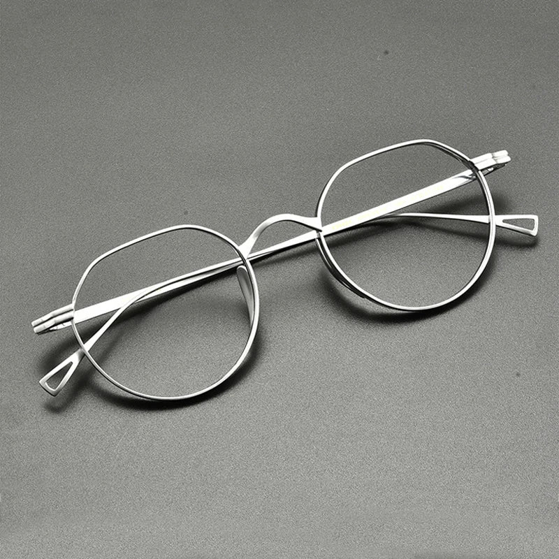 
Montura de gafas ópticas redondas de titanio vintage, ligera y de ajuste pequeño - Imagen 9