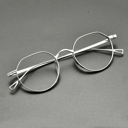 
Montura de gafas ópticas redondas de titanio vintage, ligera y de ajuste pequeño - Imagen 9