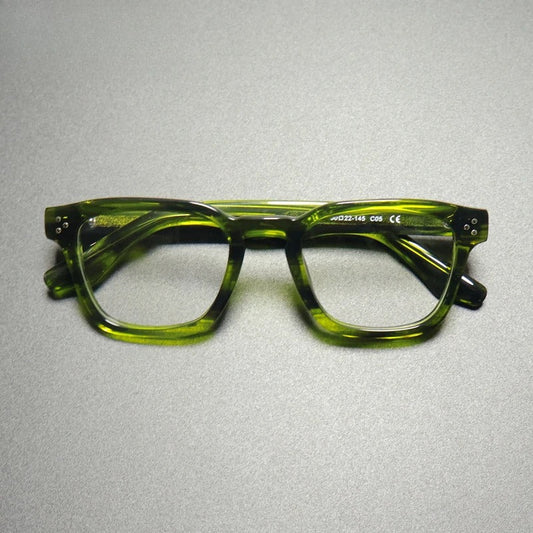 Montura de gafas graduadas vintage cuadrada de acetato | Ajuste ligero hecho a mano