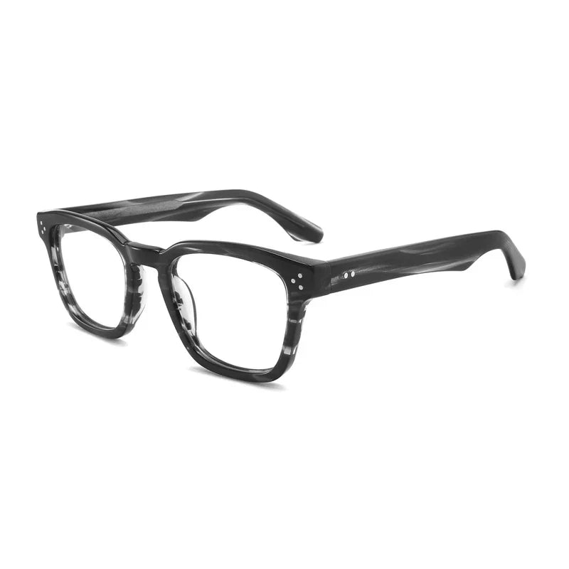 
Montura de gafas graduadas vintage cuadrada de acetato | Ajuste ligero hecho a mano - Negro grisáceo