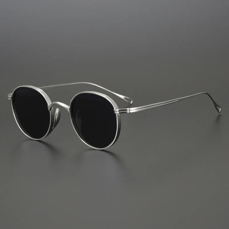 
Gafas de sol polarizadas de titanio puro ultraligeras | Redondas vintage - plata