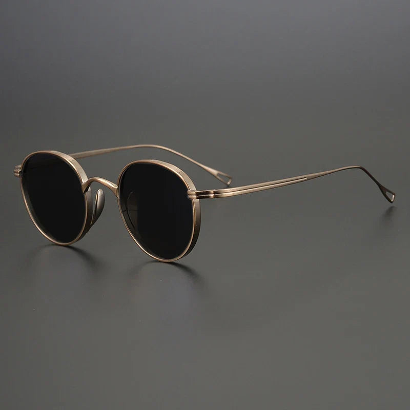 
Gafas de sol polarizadas de titanio puro ultraligeras | Redondas vintage - Bronce
