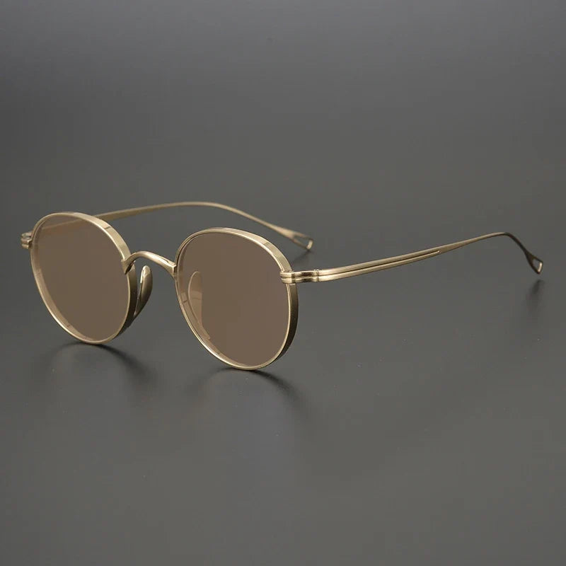 
Gafas de sol polarizadas de titanio puro ultraligeras | Redondas vintage - Oro