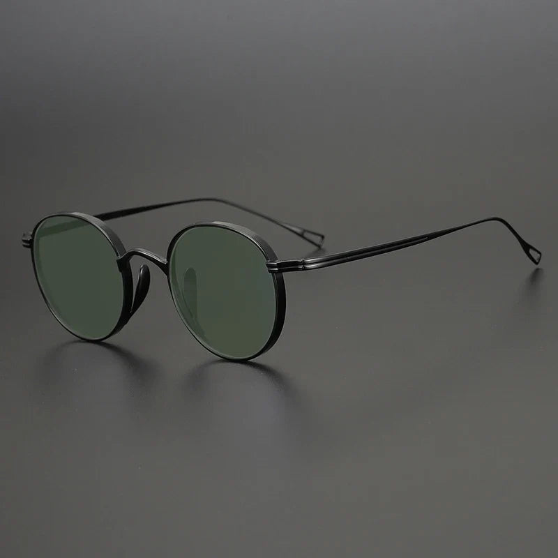 
Gafas de sol polarizadas de titanio puro ultraligeras | Redondas vintage - Negro