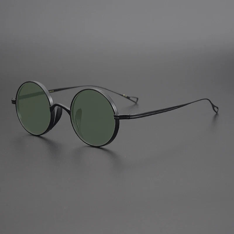 
Gafas de sol polarizadas de titanio puro ultraligeras con estilo vintage redondo pequeño - Negro