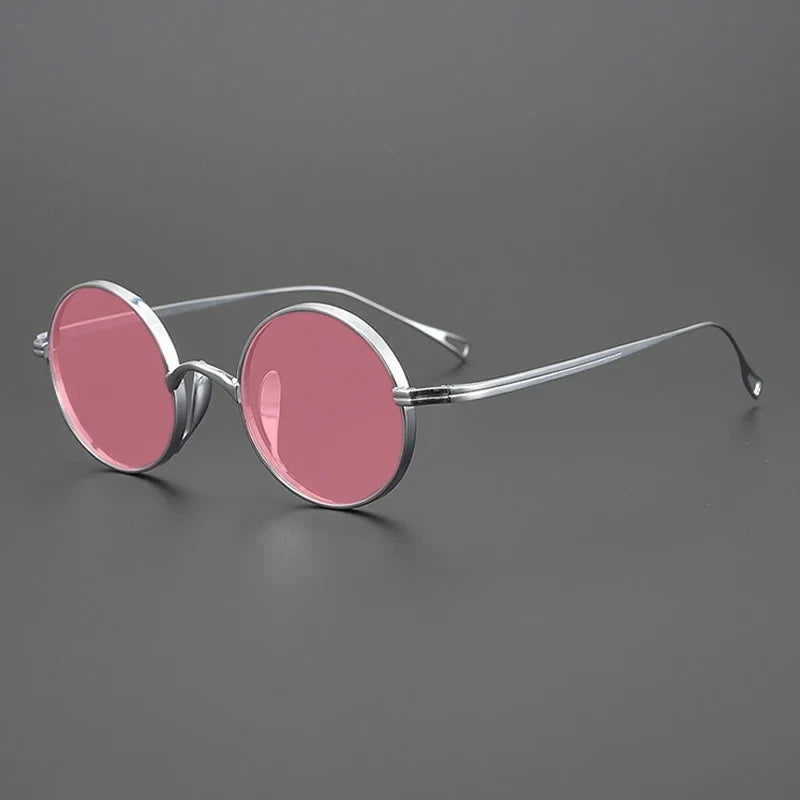 
Gafas de sol polarizadas de titanio puro ultraligeras con estilo vintage redondo pequeño - plata