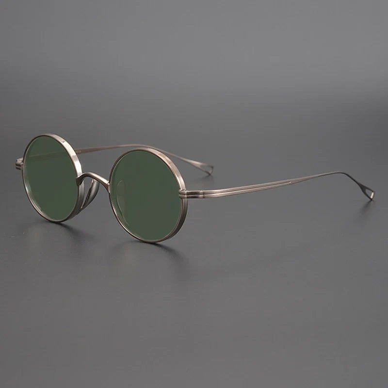 
Gafas de sol polarizadas de titanio puro ultraligeras con estilo vintage redondo pequeño - Bronce