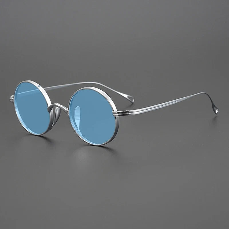 
Gafas de sol polarizadas de titanio puro ultraligeras con estilo vintage redondo pequeño - plata