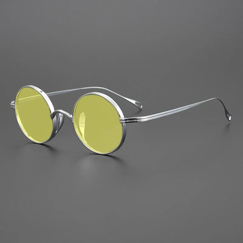 
Gafas de sol polarizadas de titanio puro ultraligeras con estilo vintage redondo pequeño - plata