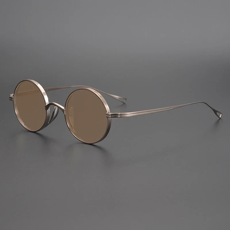 
Gafas de sol polarizadas de titanio puro ultraligeras con estilo vintage redondo pequeño - Bronce
