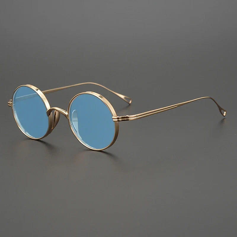 
Gafas de sol polarizadas de titanio puro ultraligeras con estilo vintage redondo pequeño - Oro