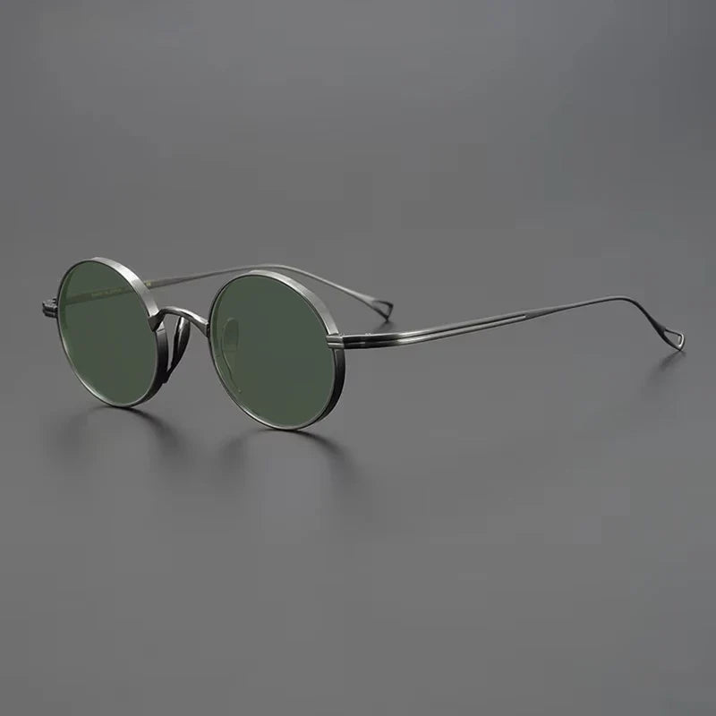 
Gafas de sol polarizadas de titanio puro ultraligeras con estilo vintage redondo pequeño - Gris metálico