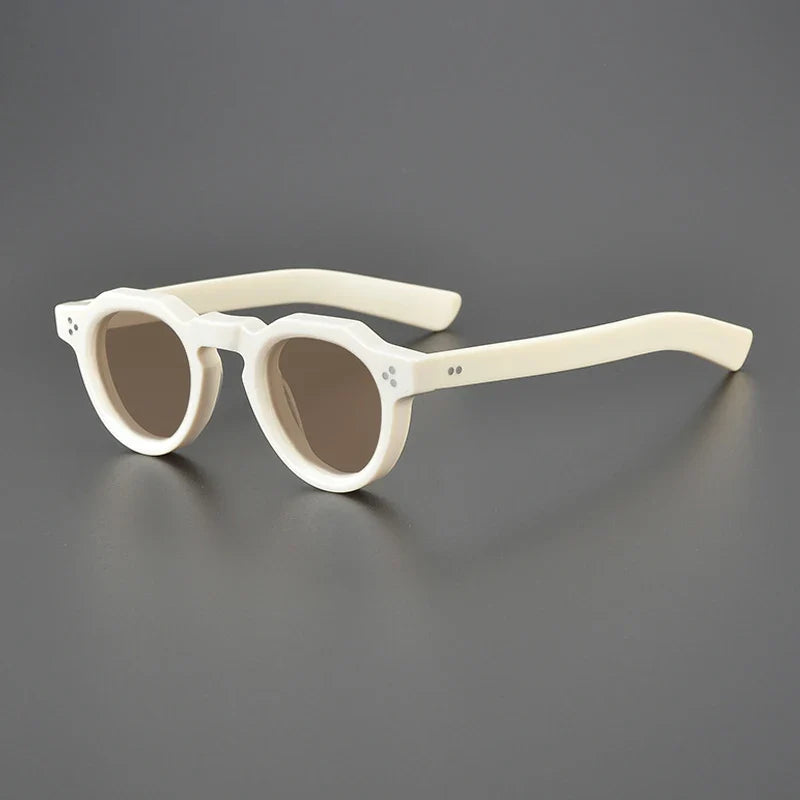
Gafas de sol vintage de acetato polarizadas con protección UV400 para ajuste pequeño - Blanco lechoso