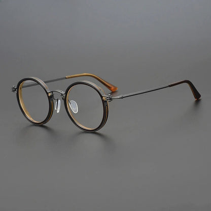 
Montura de gafas ópticas redondas de estilo vintage en titanio puro ultraligero - Imagen 2