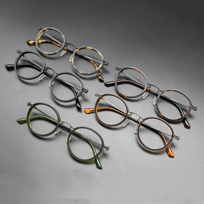 
Montura de gafas ópticas redondas de estilo vintage en titanio puro ultraligero - Imagen 3