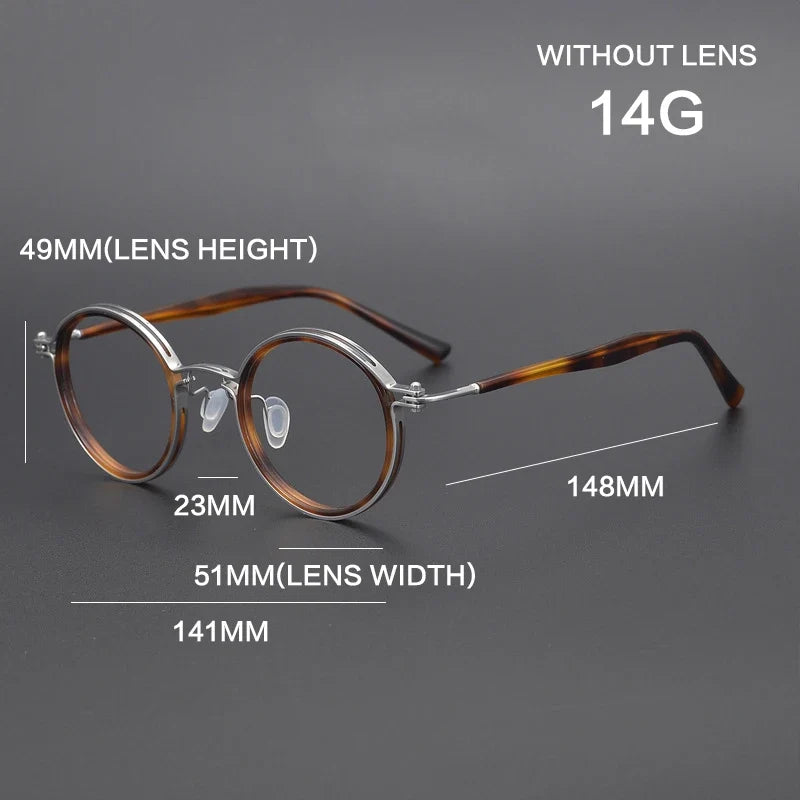 
Montura de gafas ópticas redondas de estilo vintage en titanio puro ultraligero - Imagen 5