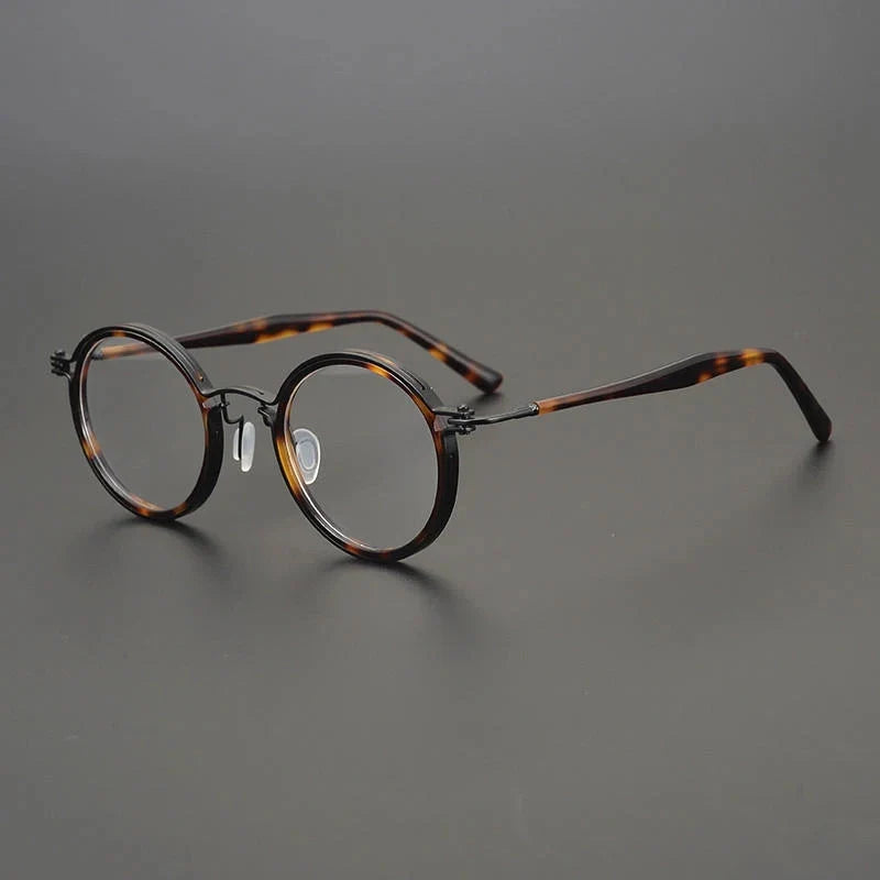 
Montura de gafas ópticas redondas de estilo vintage en titanio puro ultraligero - C1
