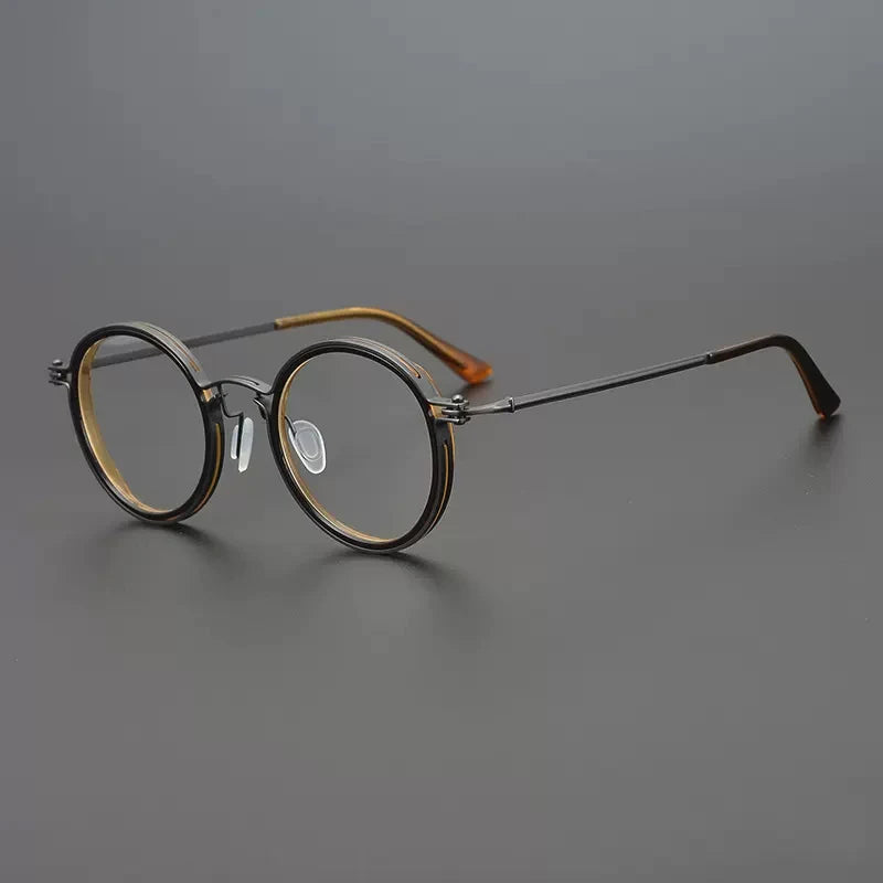 
Montura de gafas ópticas redondas de estilo vintage en titanio puro ultraligero